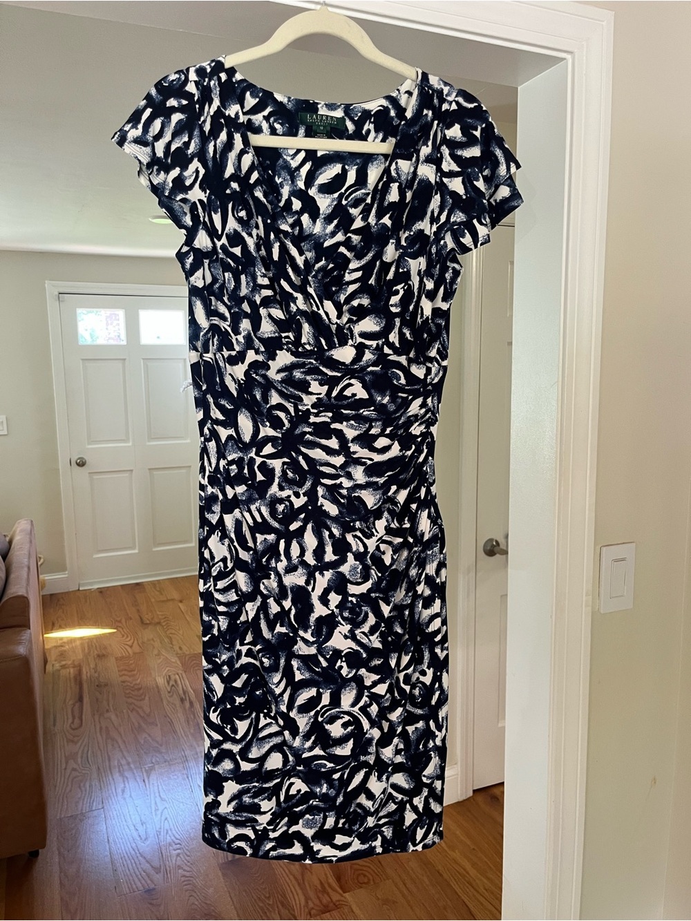 Ralph Lauren Navy Wrap Style Fitted Dress, Size 10